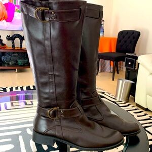 Womens Aerosoles Sz11 brown faux leather zip boots